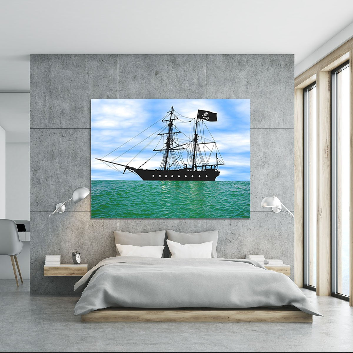 Pirate ship at anchor Canvas Print or Poster