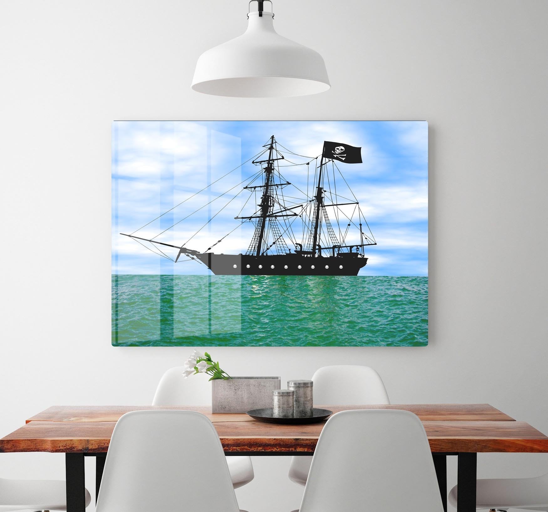 Pirate ship at anchor HD Metal Print