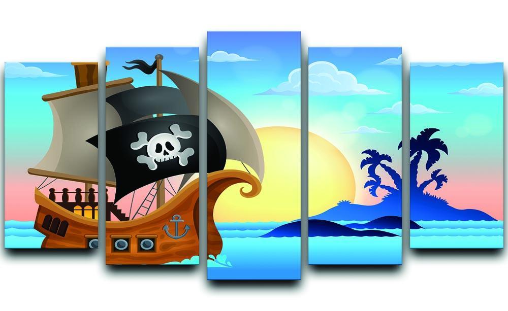 Pirate ship near small island 4 5 Split Panel Canvas  - Canvas Art Rocks - 1