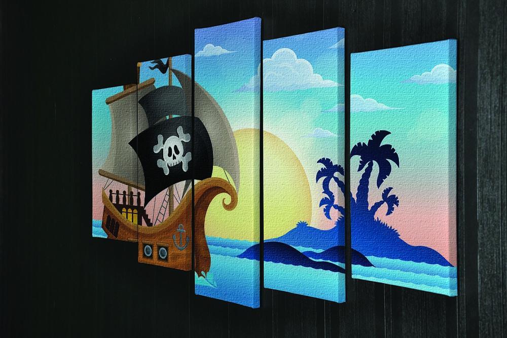Pirate ship near small island 4 5 Split Panel Canvas - Canvas Art Rocks - 2