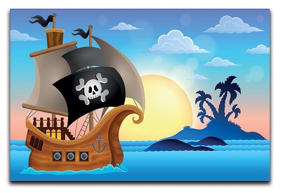 Pirate ship near small island 4 Canvas Print or Poster  - Canvas Art Rocks - 1