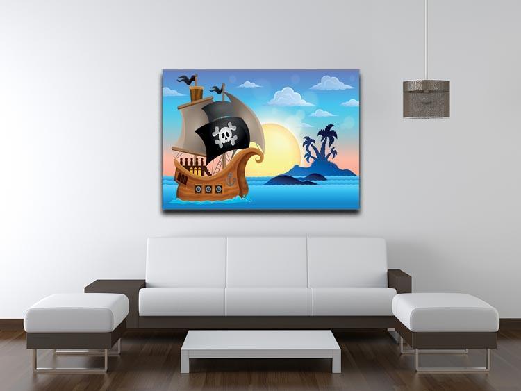 Pirate ship near small island 4 Canvas Print or Poster - Canvas Art Rocks - 4