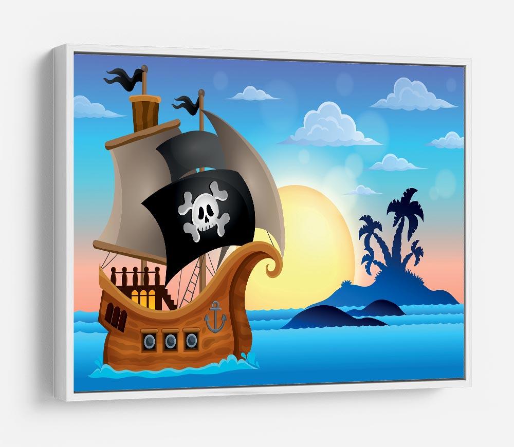 Pirate ship near small island 4 HD Metal Print
