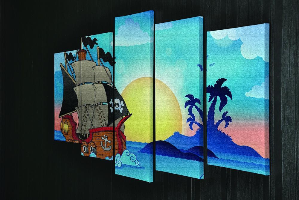 Pirate ship near small island 5 Split Panel Canvas - Canvas Art Rocks - 2