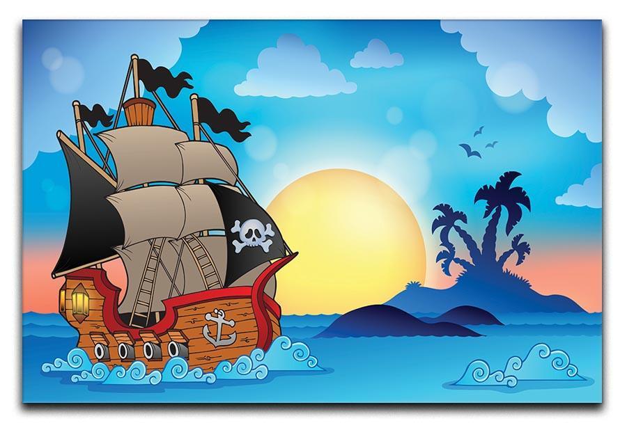 Pirate ship near small island Canvas Print or Poster  - Canvas Art Rocks - 1