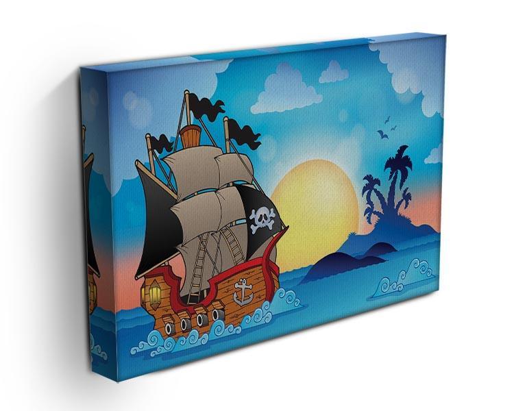 Pirate ship near small island Canvas Print or Poster - Canvas Art Rocks - 3