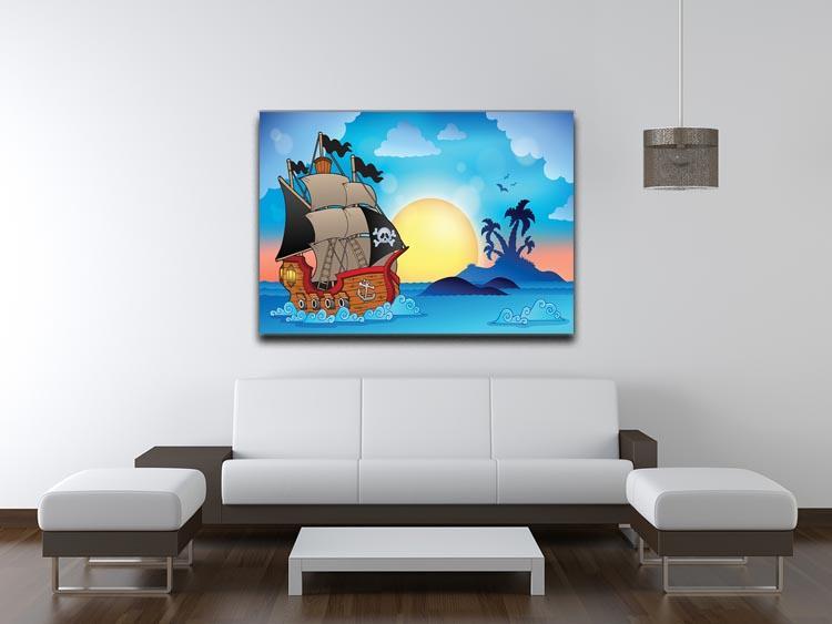 Pirate ship near small island Canvas Print or Poster - Canvas Art Rocks - 4