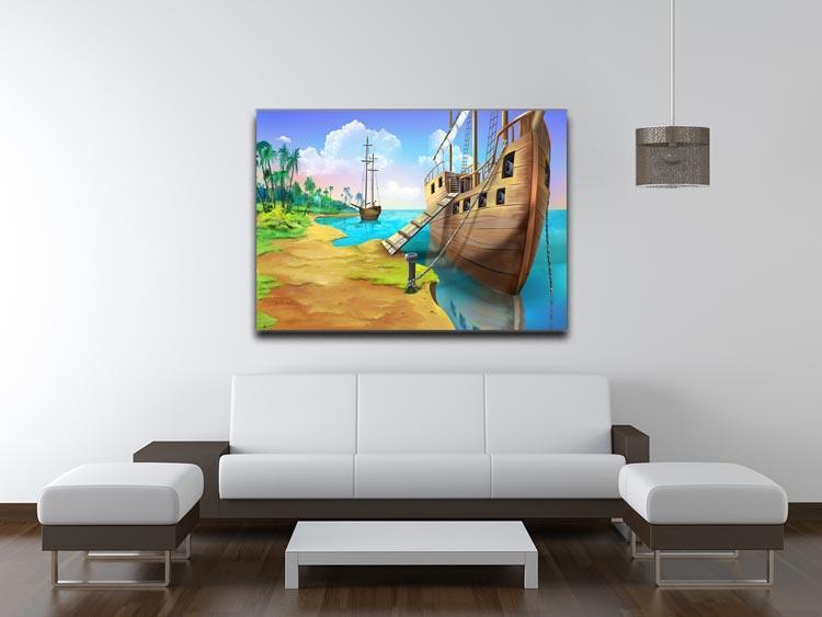 Pirate ship on the shore of the Pirate Island Canvas Print or Poster - Canvas Art Rocks - 4
