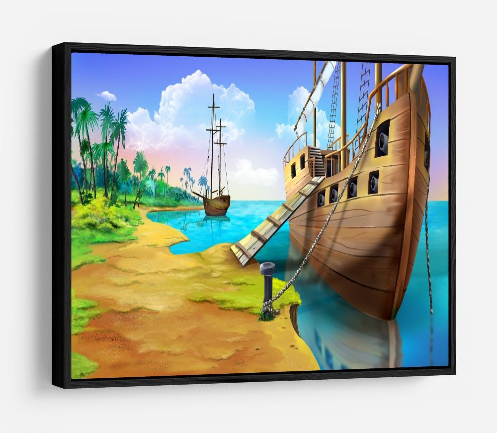 Pirate ship on the shore of the Pirate Island HD Metal Print