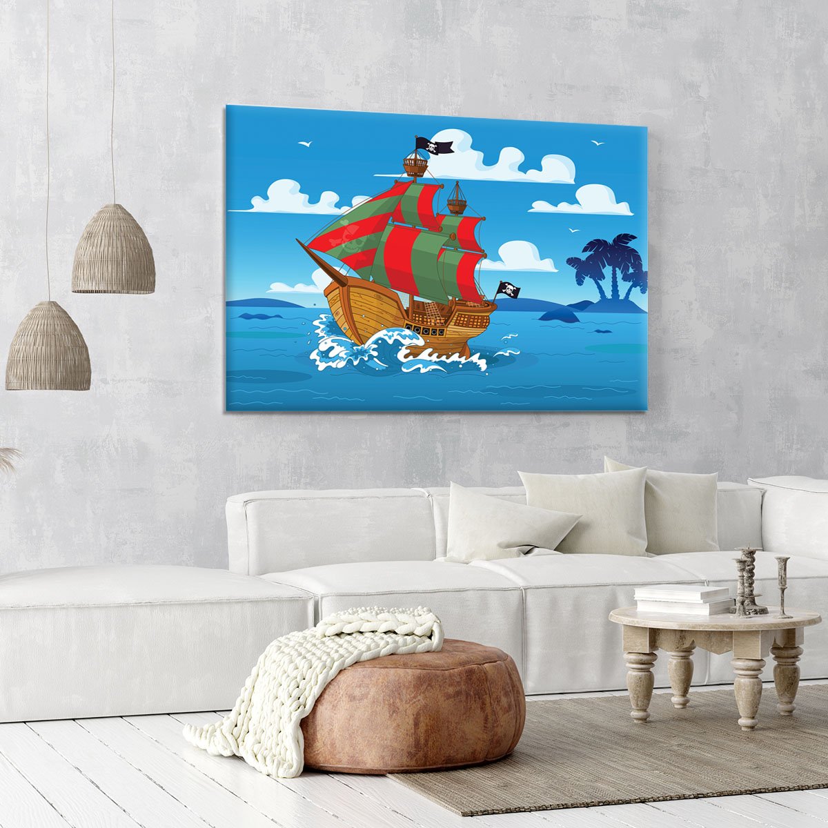 Pirate ship sails the seas Canvas Print or Poster