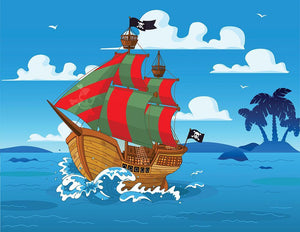 Pirate ship sails the seas Wall Mural Wallpaper - Canvas Art Rocks - 1