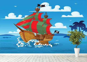 Pirate ship sails the seas Wall Mural Wallpaper - Canvas Art Rocks - 4