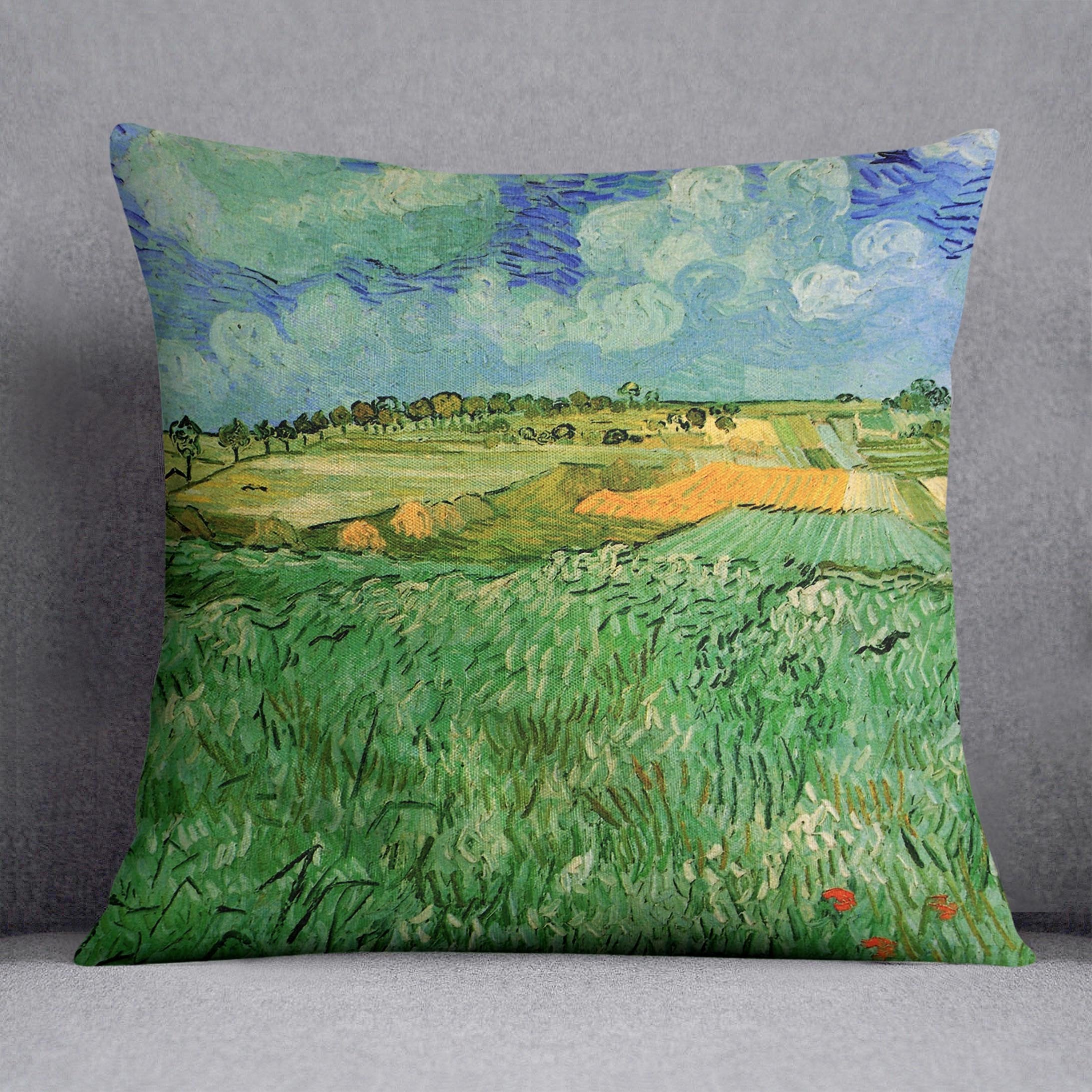 Plain Near Auvers by Van Gogh Throw Pillow