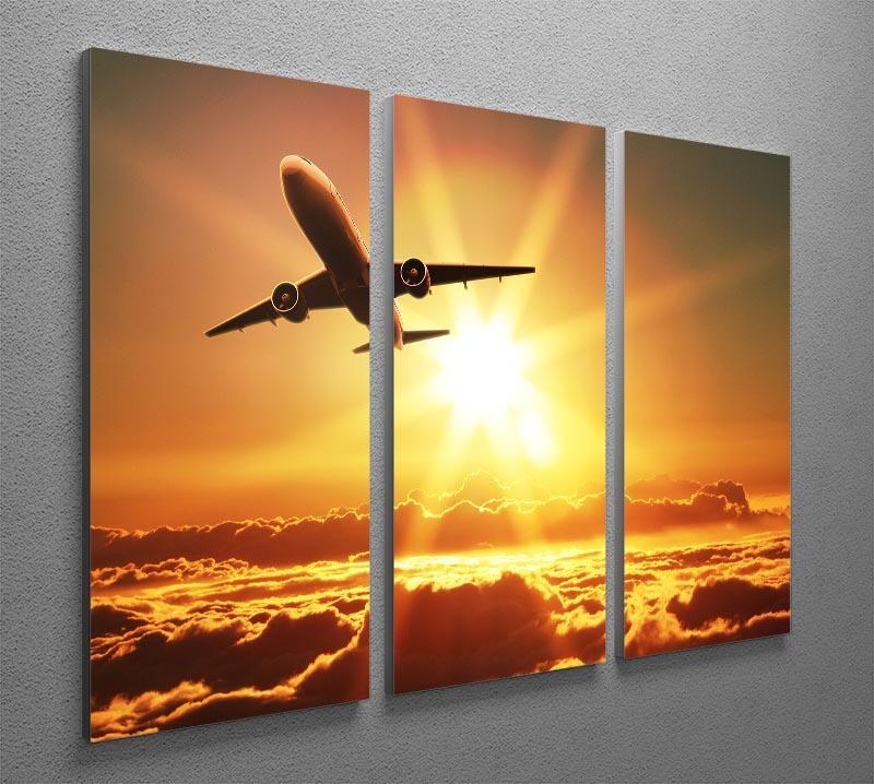 Plane takes off at sunrise 3 Split Panel Canvas Print - Canvas Art Rocks - 2