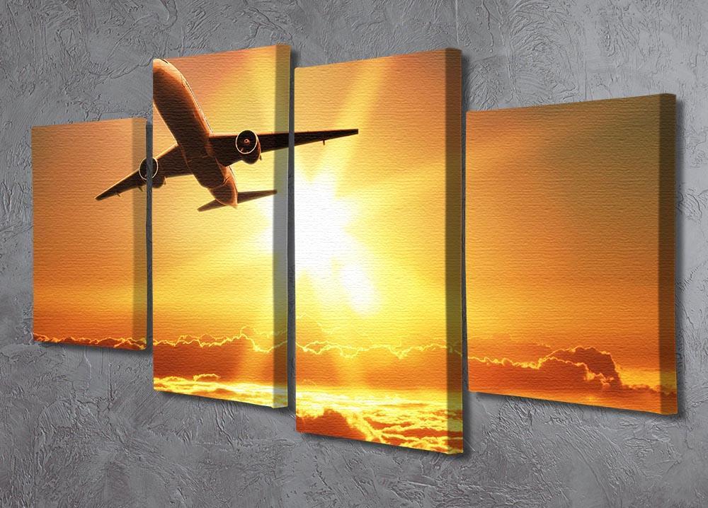Plane takes off at sunrise 4 Split Panel Canvas  - Canvas Art Rocks - 2