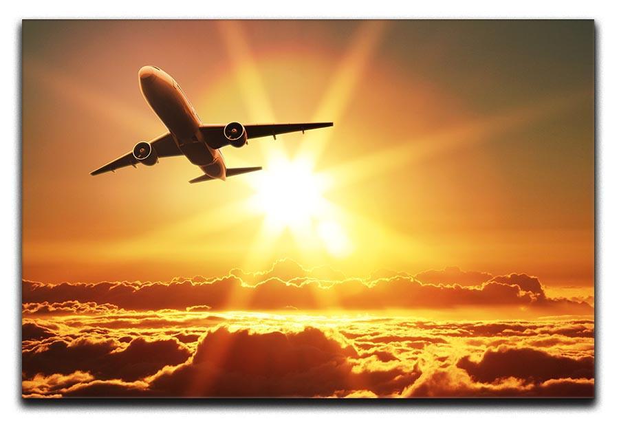 Plane takes off at sunrise Canvas Print or Poster  - Canvas Art Rocks - 1