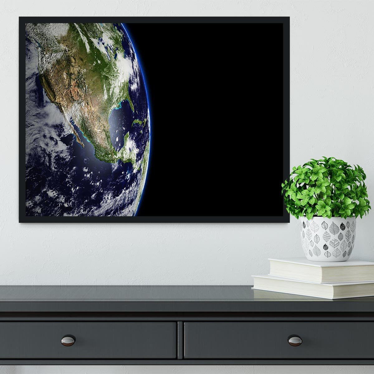 Planet Earth in universe or space Framed Print - Canvas Art Rocks - 2