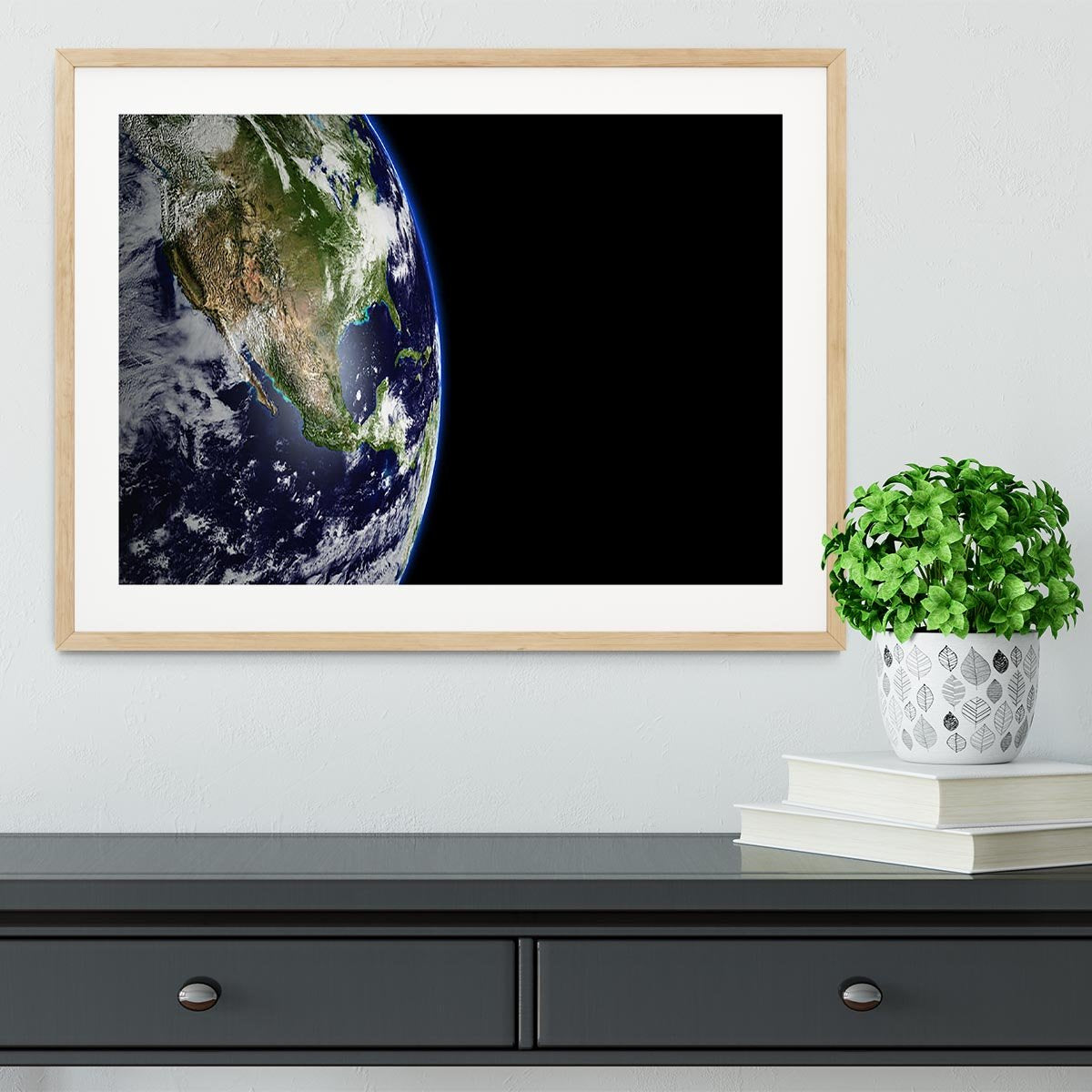 Planet Earth in universe or space Framed Print - Canvas Art Rocks - 3
