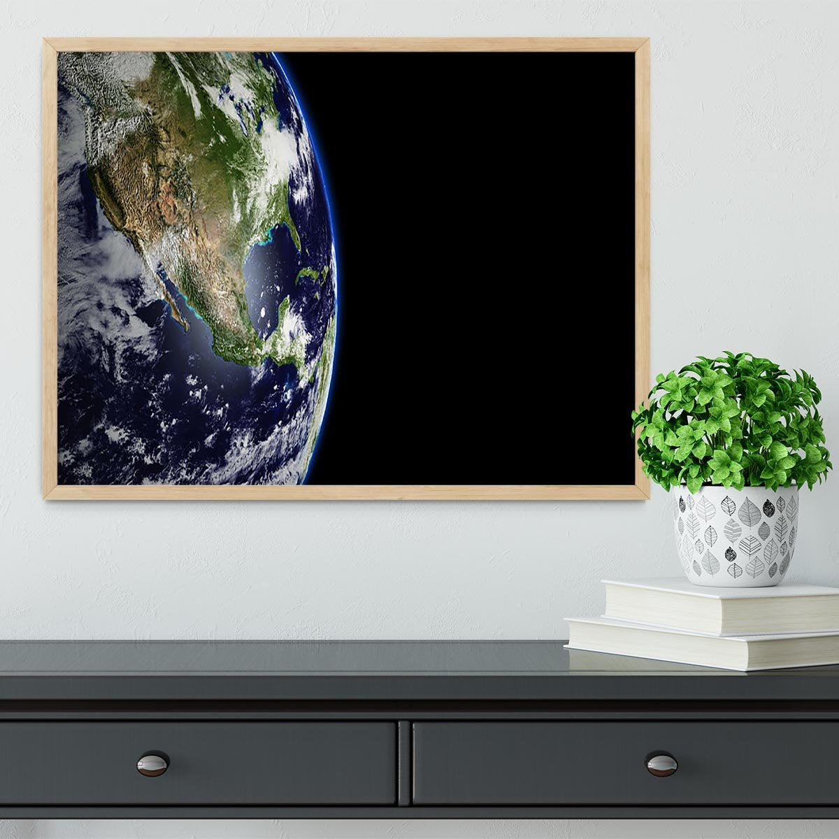 Planet Earth in universe or space Framed Print - Canvas Art Rocks - 4