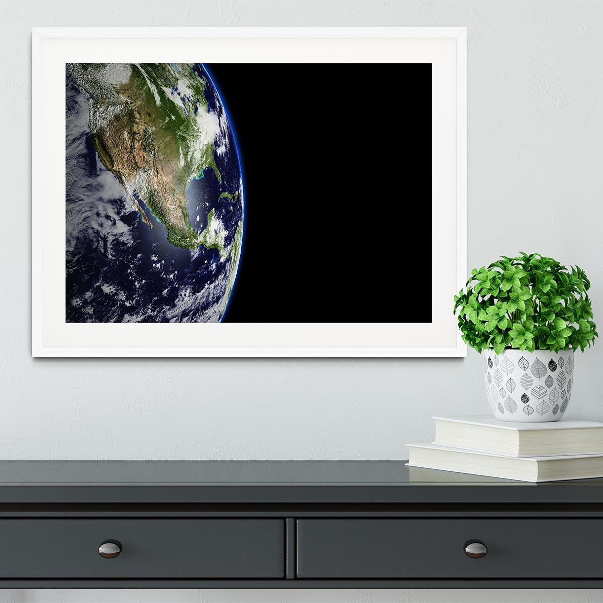Planet Earth in universe or space Framed Print - Canvas Art Rocks - 5
