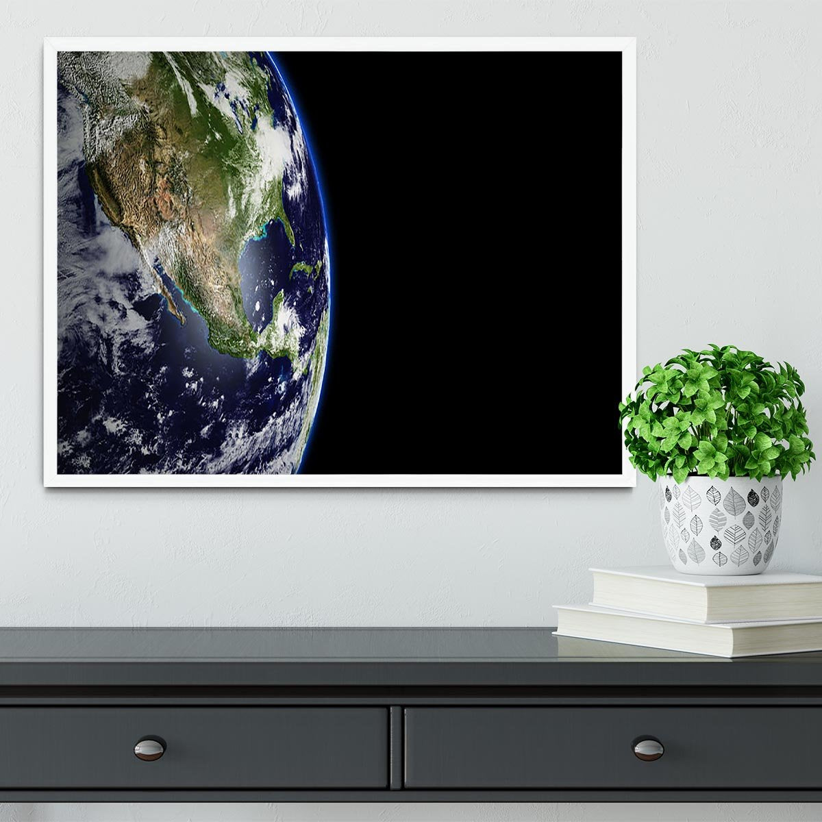 Planet Earth in universe or space Framed Print - Canvas Art Rocks -6