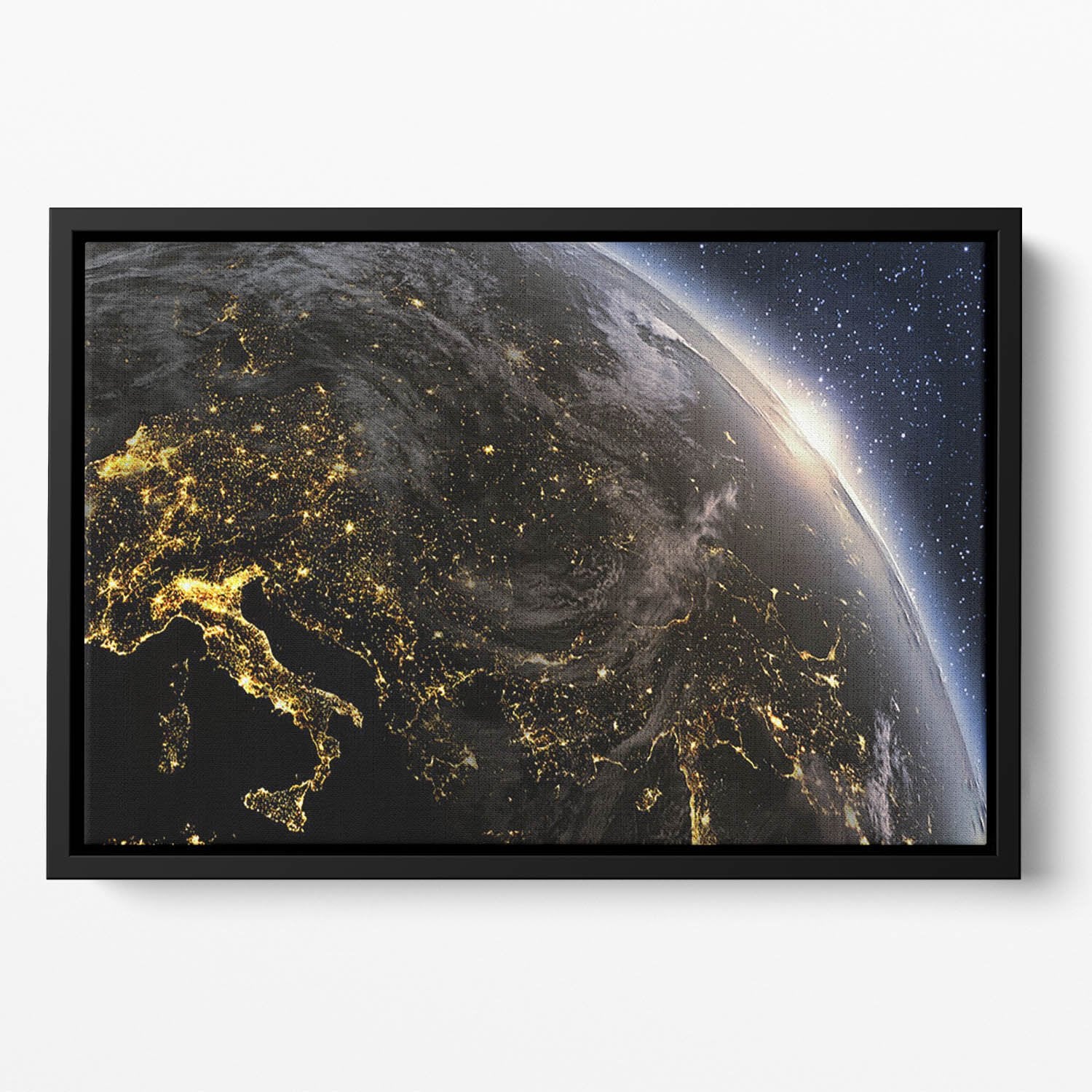 Planet earth Europe zone Floating Framed Canvas