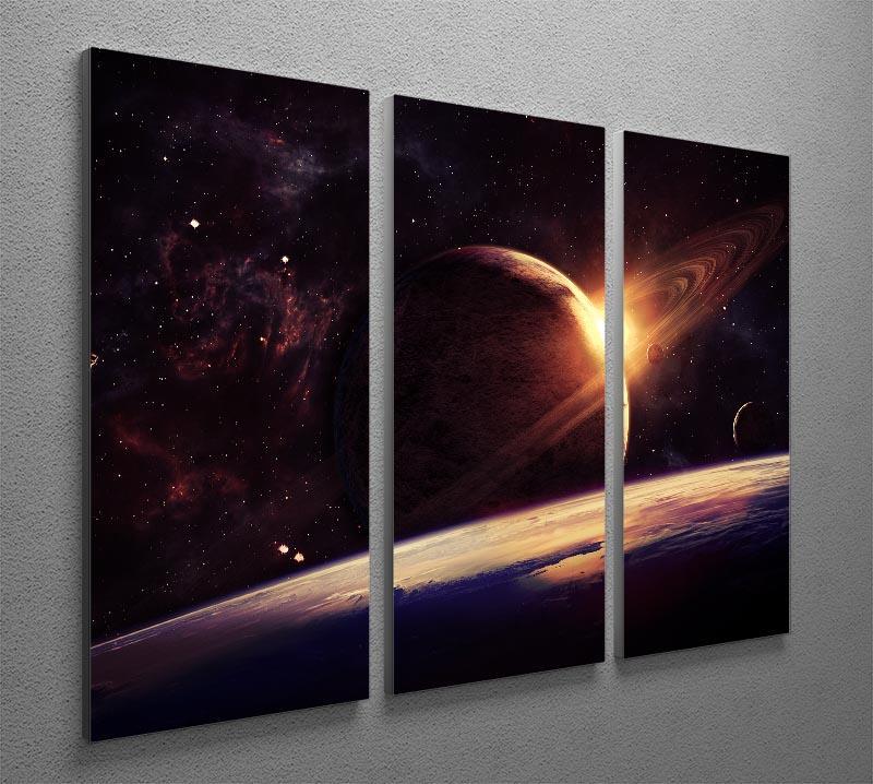 Planets over the nebulae in space 3 Split Panel Canvas Print - Canvas Art Rocks - 2