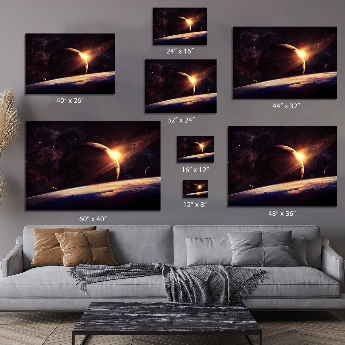 Planets over the nebulae in space Canvas Print or Poster