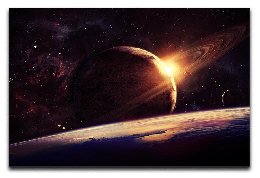Planets over the nebulae in space Canvas Print or Poster  - Canvas Art Rocks - 1