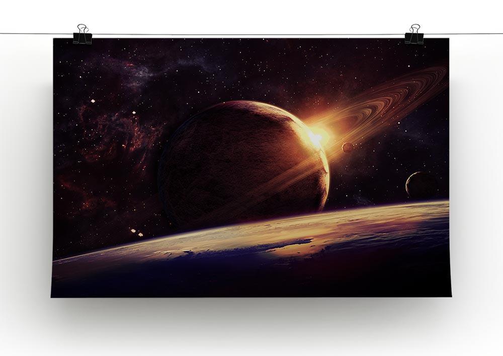 Planets over the nebulae in space Canvas Print or Poster - Canvas Art Rocks - 2