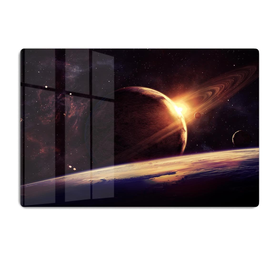 Planets over the nebulae in space HD Metal Print