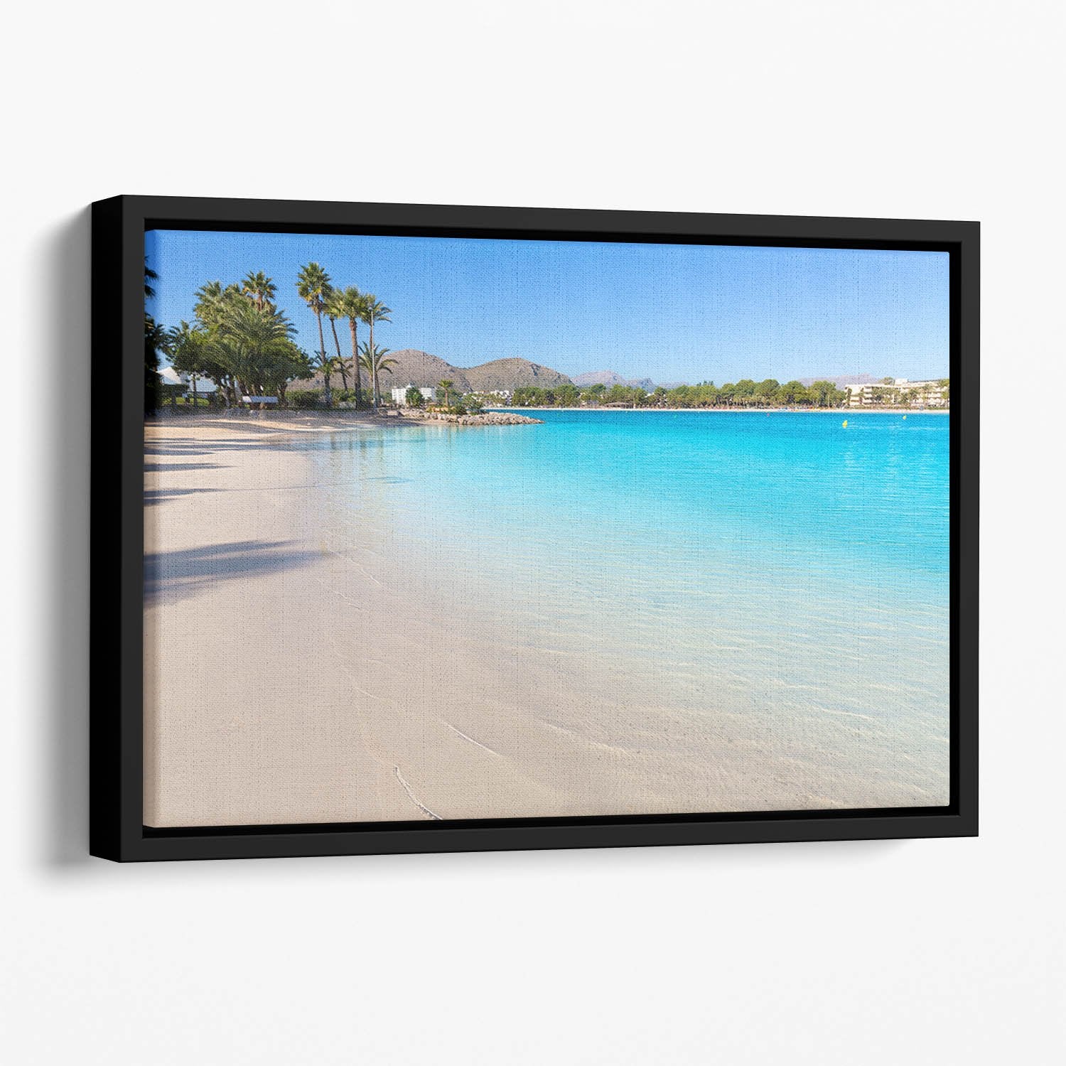 Platja de Alcudia beach Floating Framed Canvas
