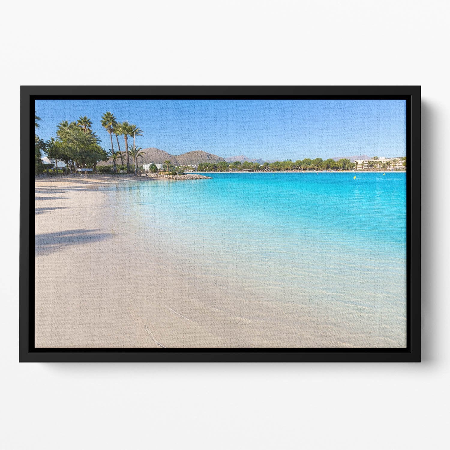 Platja de Alcudia beach Floating Framed Canvas