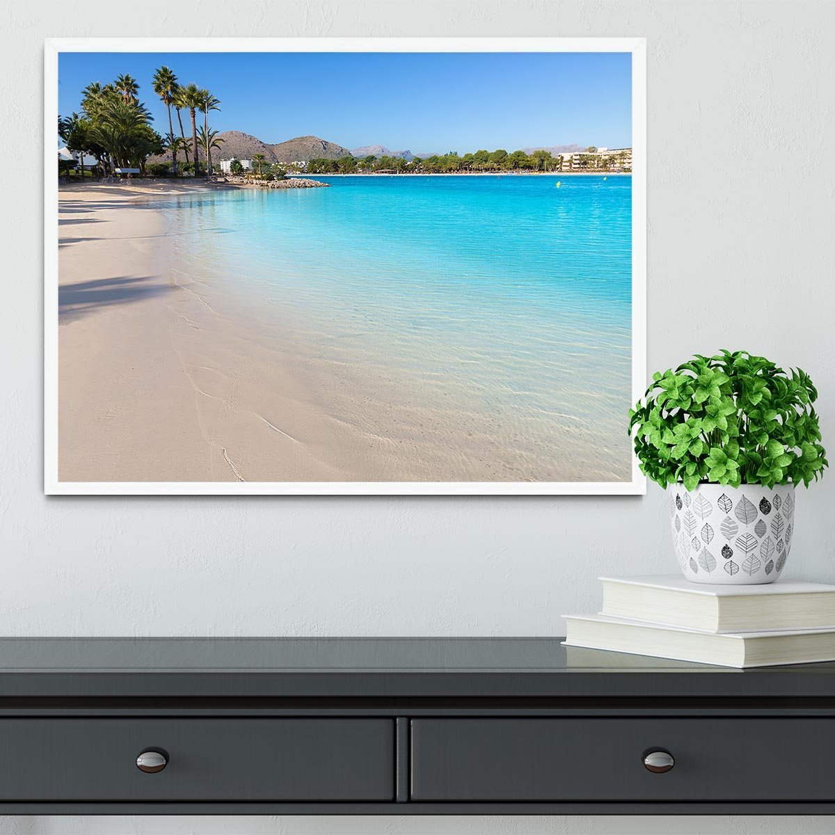 Platja de Alcudia beach Framed Print - Canvas Art Rocks -6