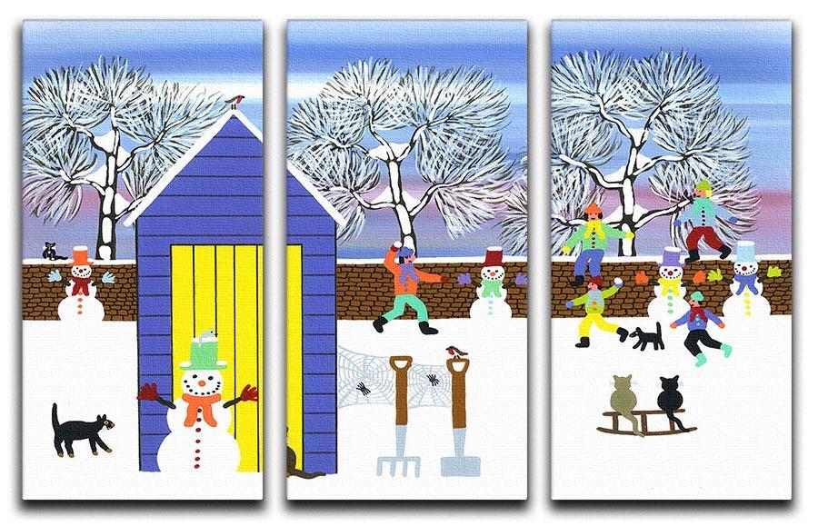 Playing in the snow by Gordon Barker 3 Split Panel Canvas Print - Canvas Art Rocks - 1