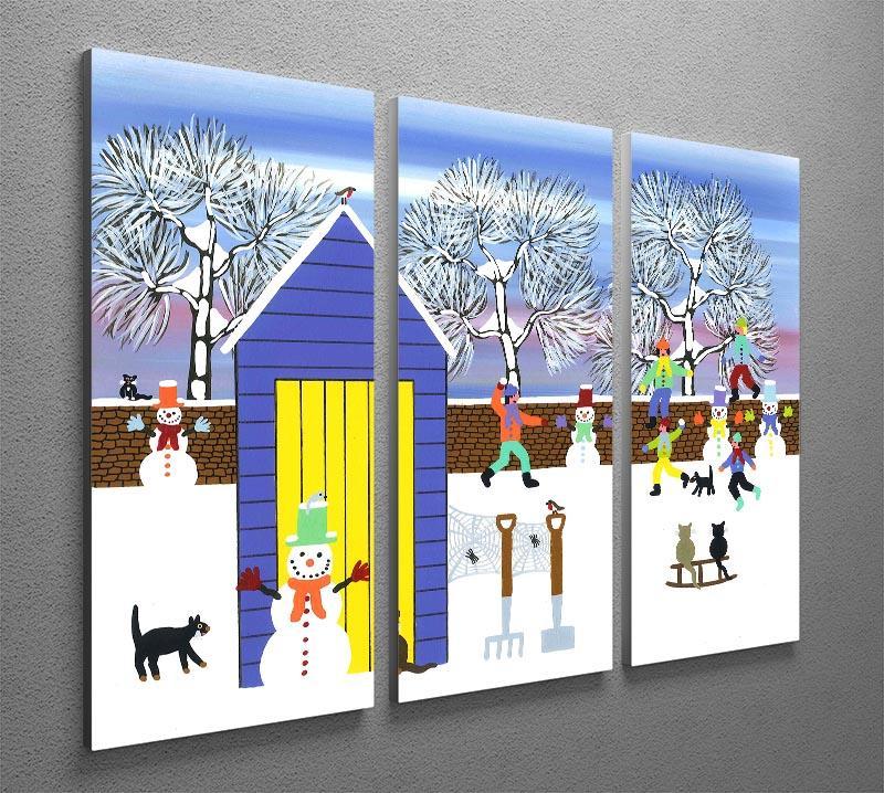 Playing in the snow by Gordon Barker 3 Split Panel Canvas Print - Canvas Art Rocks - 2