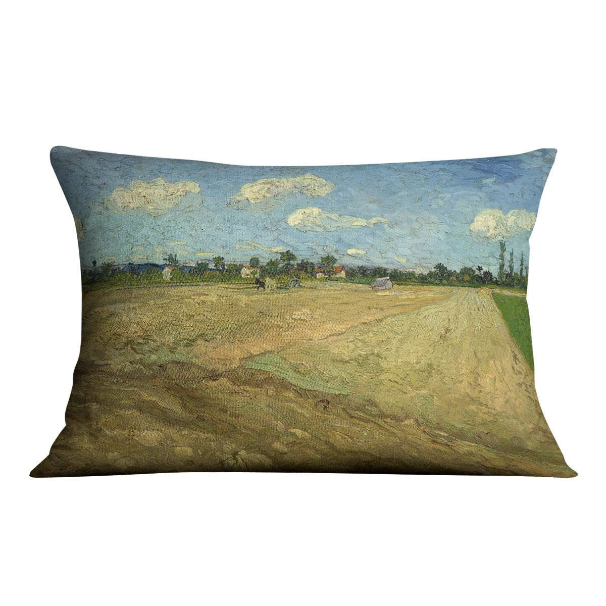 Ploughed fields by Van Gogh Throw Pillow