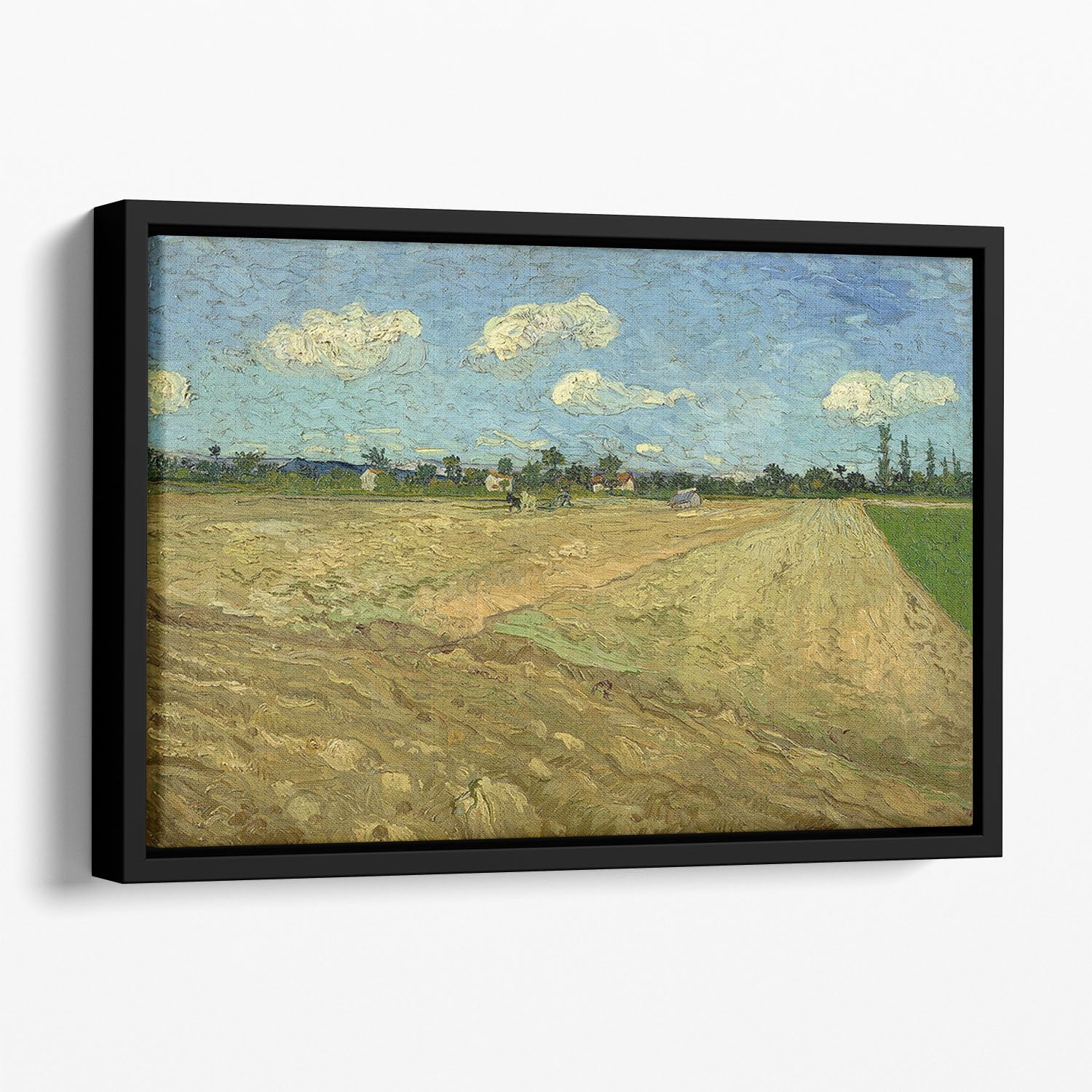 Ploughed fields by Van Gogh Floating Framed Canvas