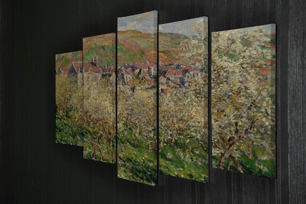 Plum trees in blossom by Monet 5 Split Panel Canvas - Canvas Art Rocks - 2