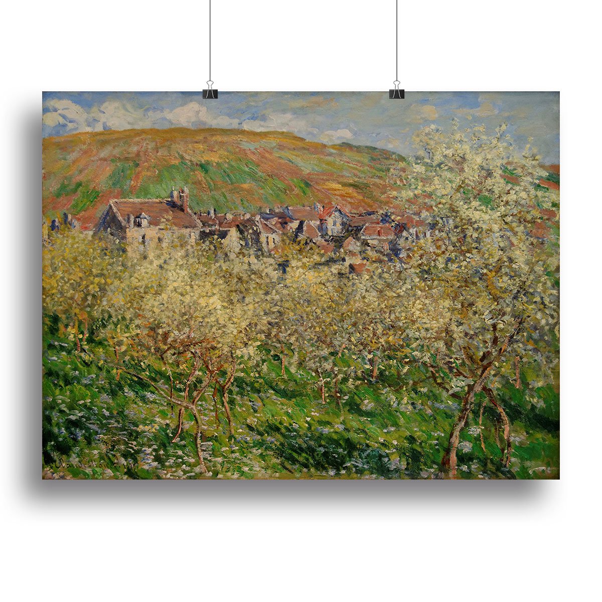 Plum trees in blossom by Monet Canvas Print or Poster