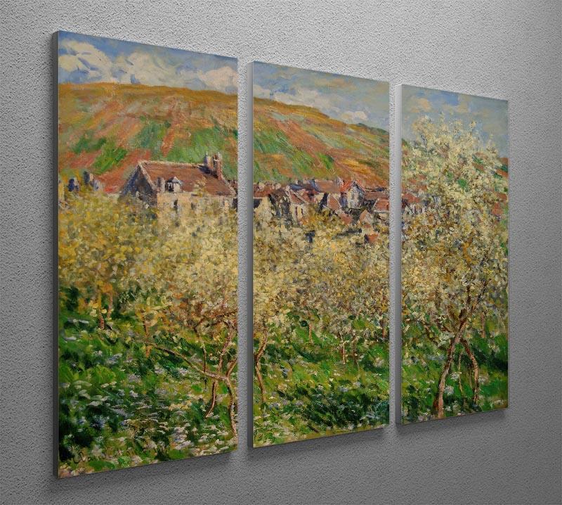 Plum trees in blossom by Monet Split Panel Canvas Print - Canvas Art Rocks - 4