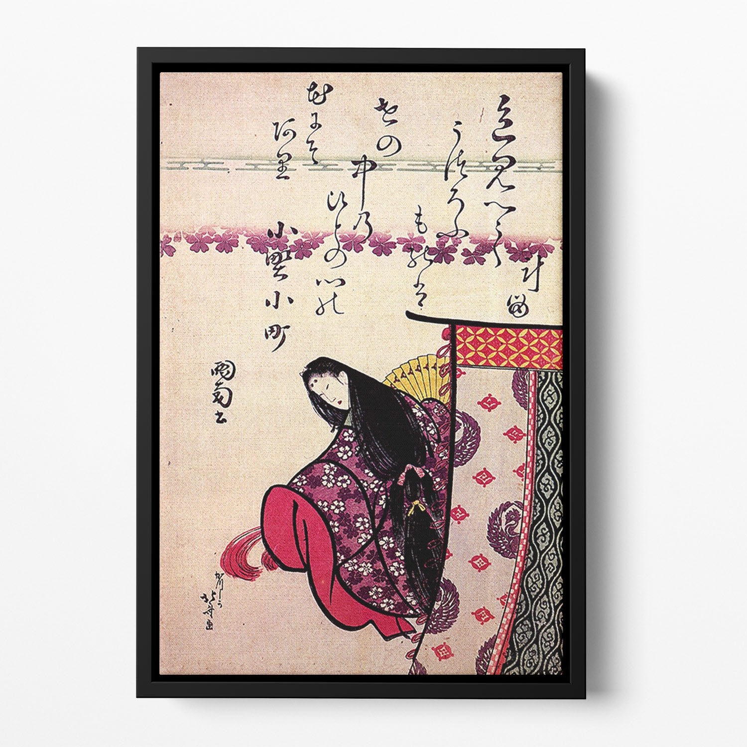 Poetess Ononokomatschi by Hokusai Floating Framed Canvas