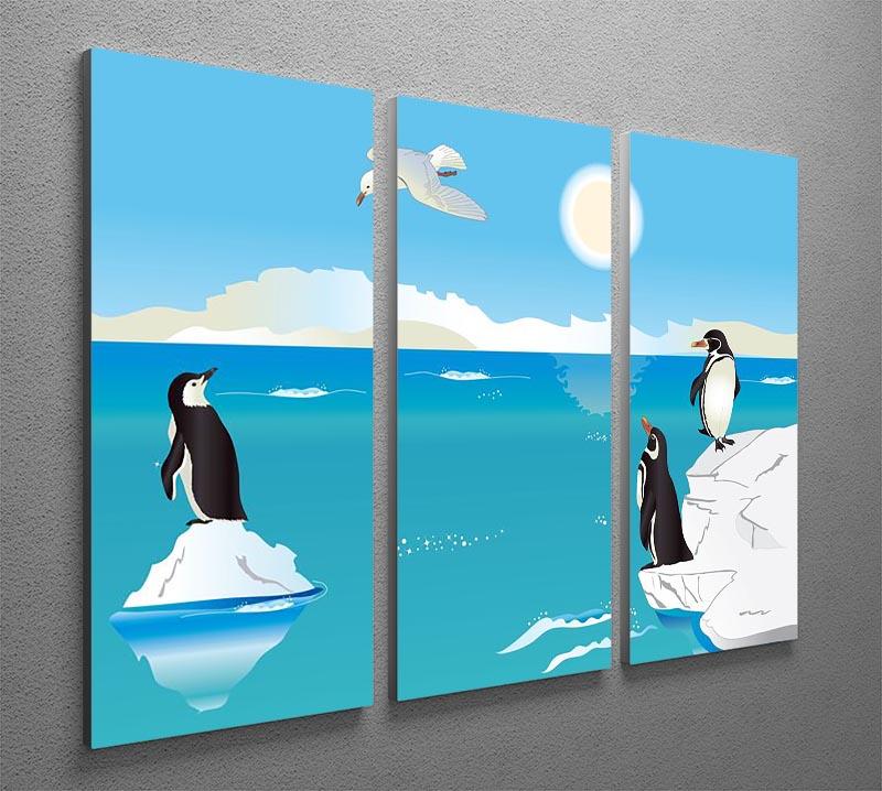 Polar scenery with penguins and sea gull 3 Split Panel Canvas Print - Canvas Art Rocks - 2