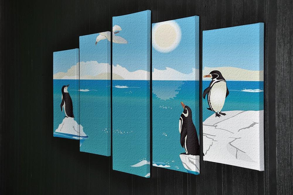 Polar scenery with penguins and sea gull 5 Split Panel Canvas - Canvas Art Rocks - 2