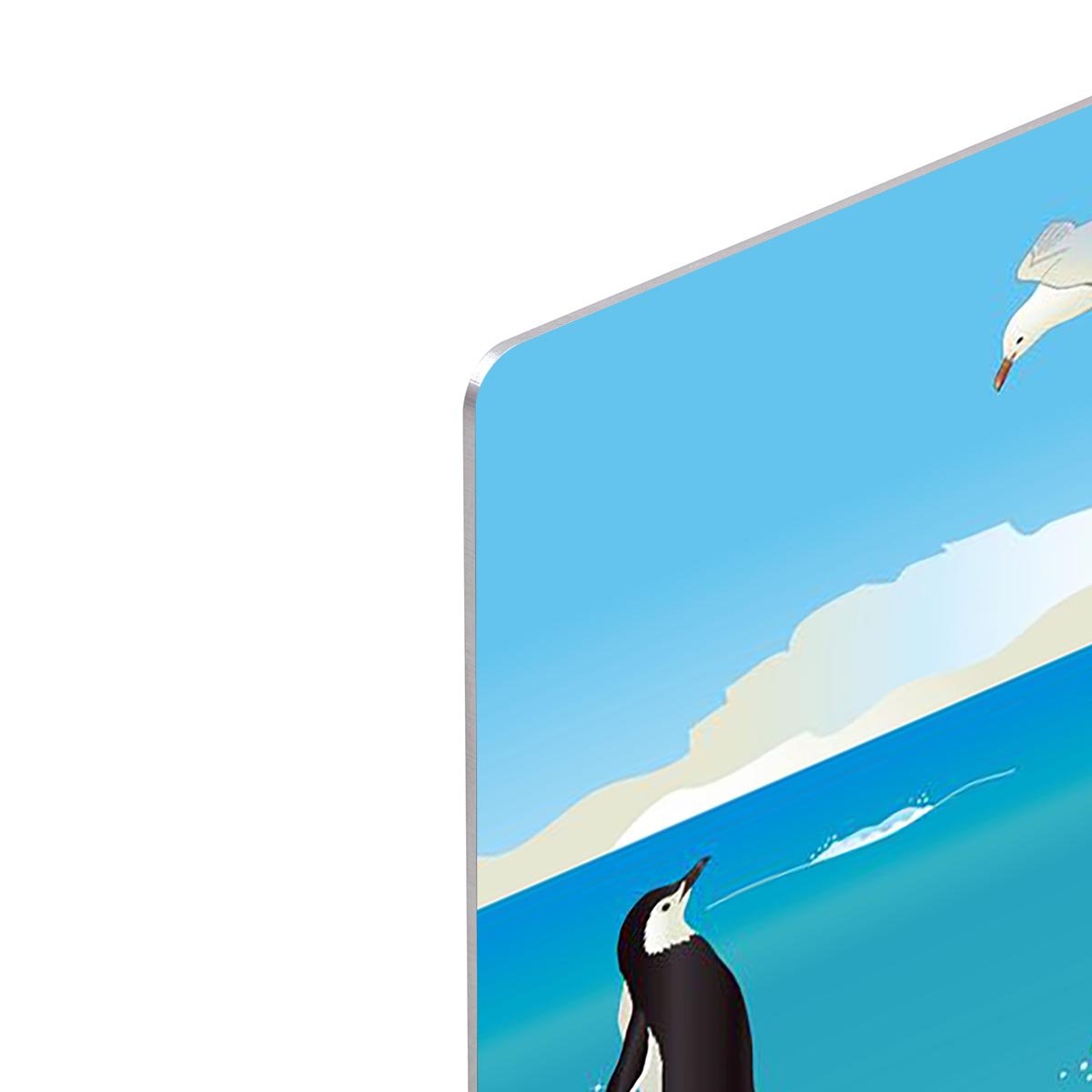 Polar scenery with penguins and sea gull HD Metal Print - Canvas Art Rocks - 4