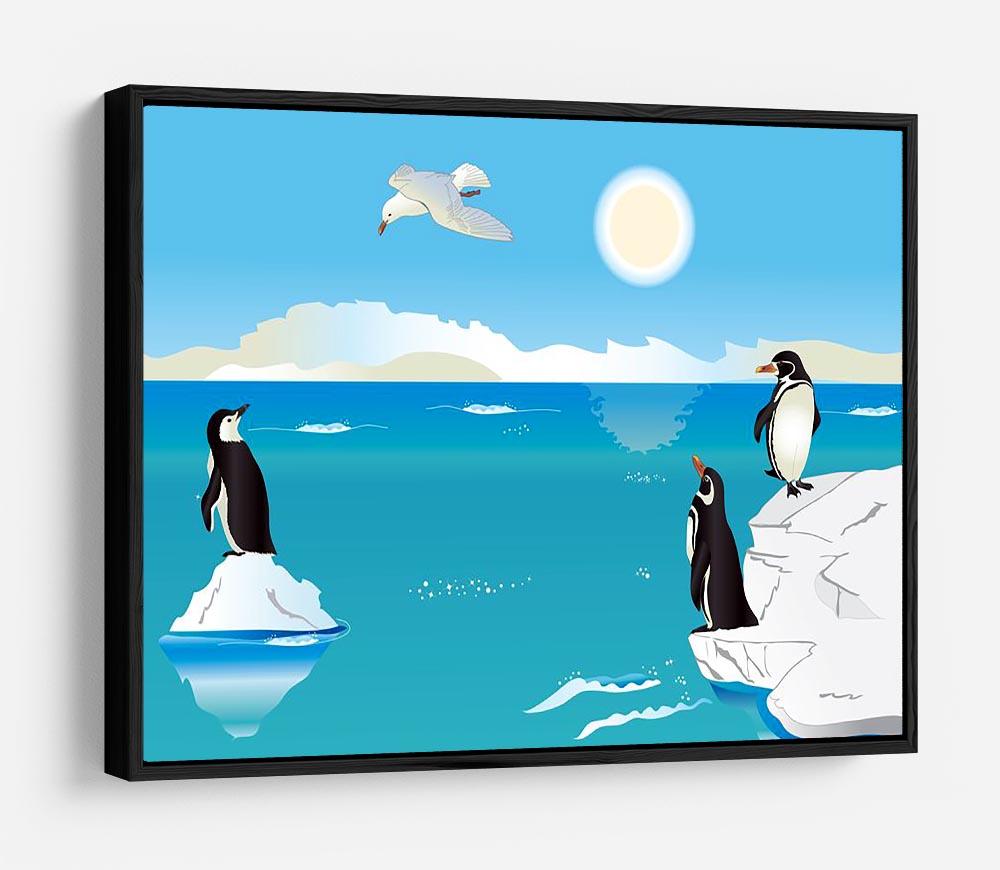 Polar scenery with penguins and sea gull HD Metal Print - Canvas Art Rocks - 6
