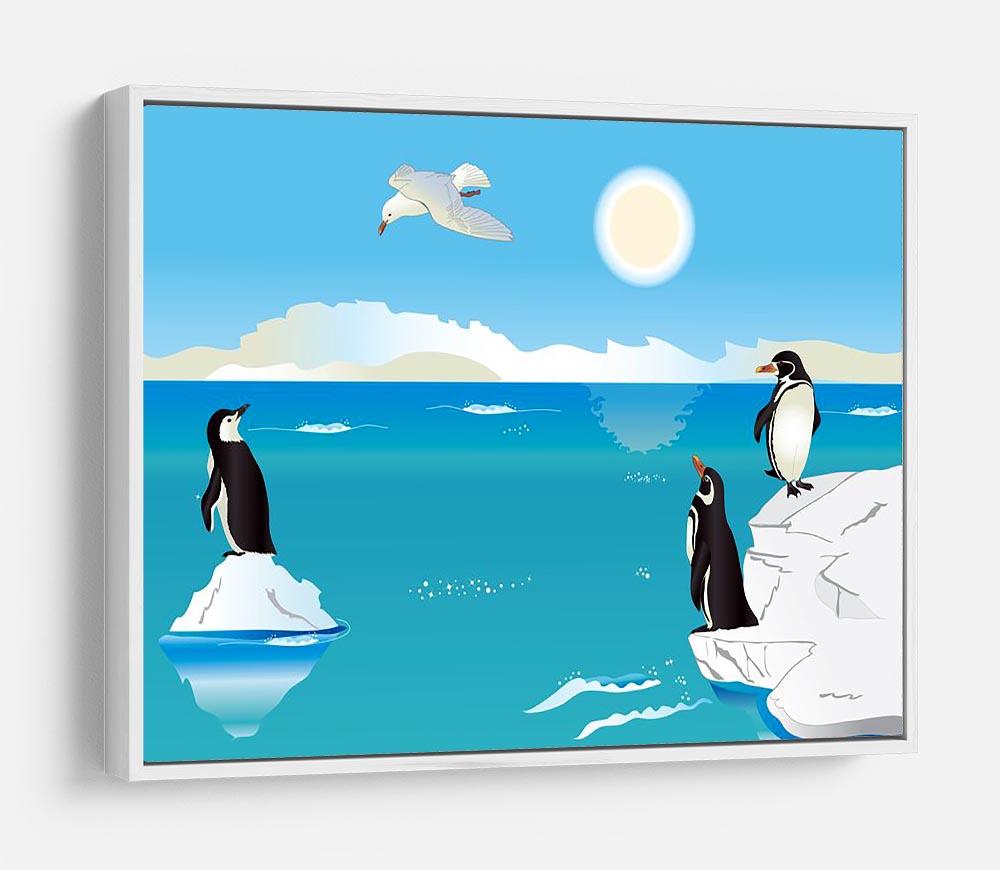 Polar scenery with penguins and sea gull HD Metal Print - Canvas Art Rocks - 7