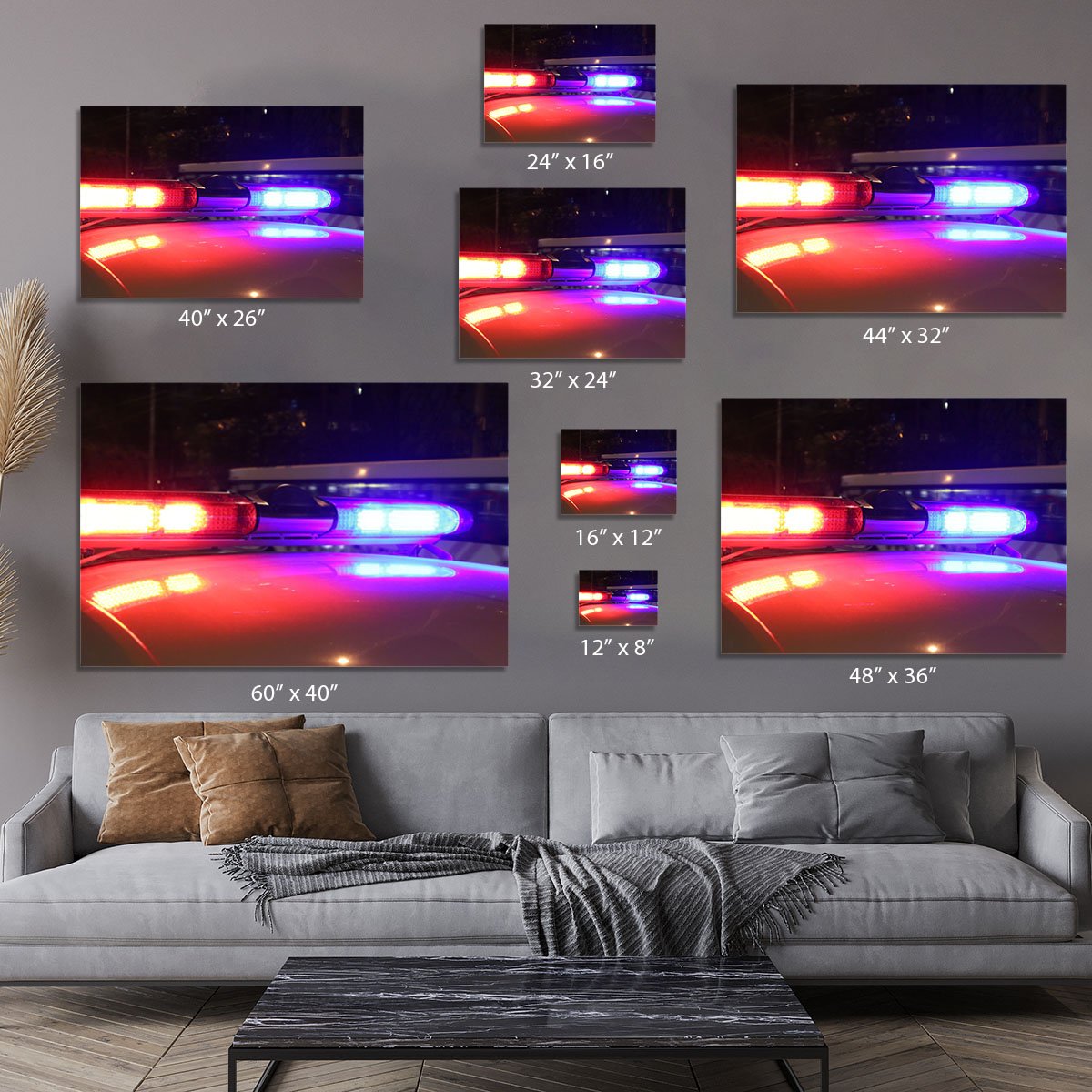 Police lights Canvas Print or Poster