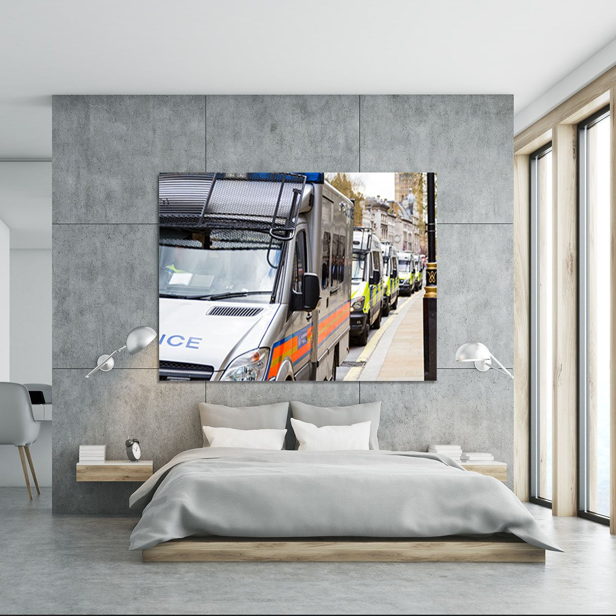 Police vans in a row Canvas Print or Poster