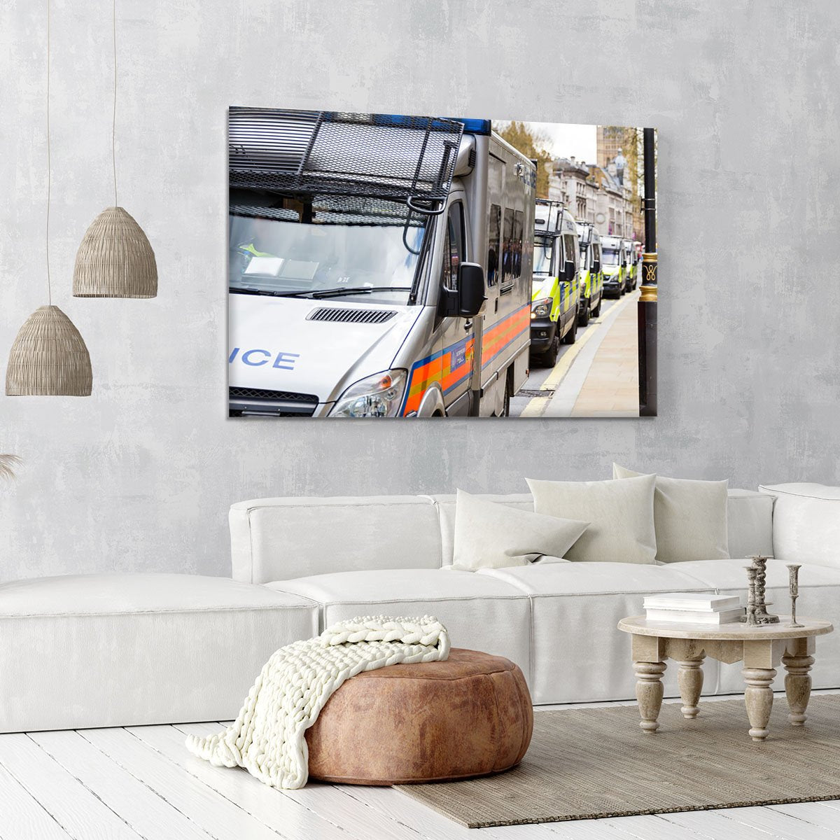 Police vans in a row Canvas Print or Poster